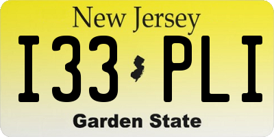NJ license plate I33PLI