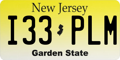 NJ license plate I33PLM