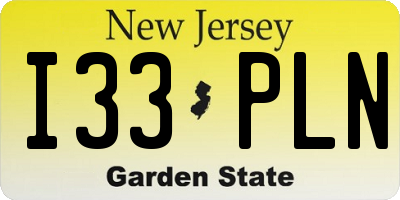 NJ license plate I33PLN