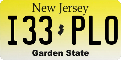 NJ license plate I33PLO