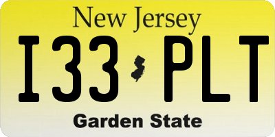 NJ license plate I33PLT