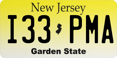 NJ license plate I33PMA