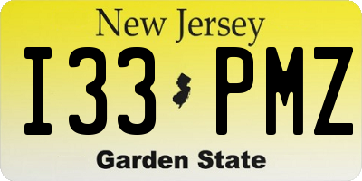 NJ license plate I33PMZ