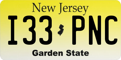 NJ license plate I33PNC