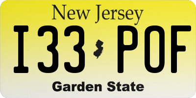 NJ license plate I33POF