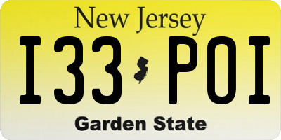 NJ license plate I33POI