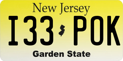 NJ license plate I33POK