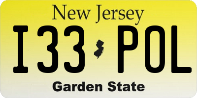 NJ license plate I33POL