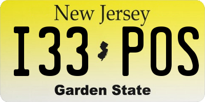 NJ license plate I33POS