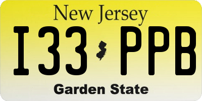 NJ license plate I33PPB