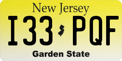 NJ license plate I33PQF