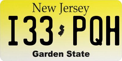NJ license plate I33PQH