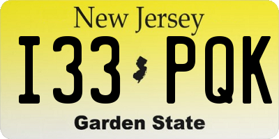 NJ license plate I33PQK