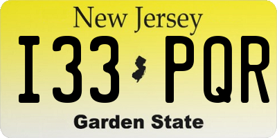 NJ license plate I33PQR