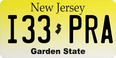NJ license plate I33PRA