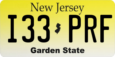 NJ license plate I33PRF