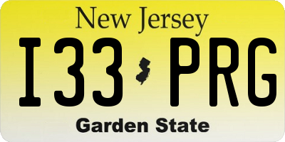 NJ license plate I33PRG