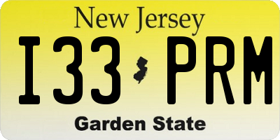 NJ license plate I33PRM