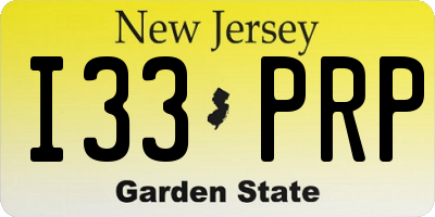 NJ license plate I33PRP