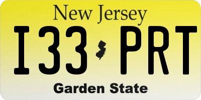 NJ license plate I33PRT