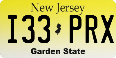 NJ license plate I33PRX