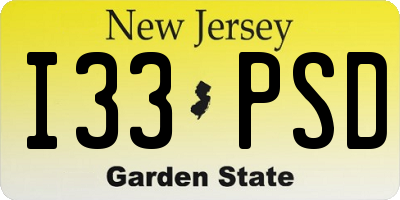 NJ license plate I33PSD