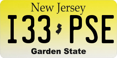 NJ license plate I33PSE