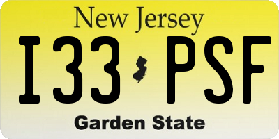 NJ license plate I33PSF