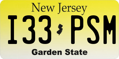 NJ license plate I33PSM