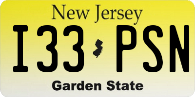 NJ license plate I33PSN