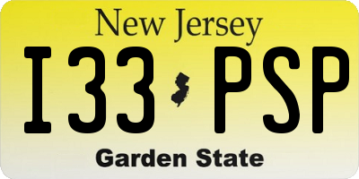 NJ license plate I33PSP