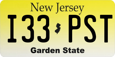 NJ license plate I33PST