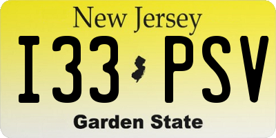 NJ license plate I33PSV