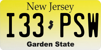 NJ license plate I33PSW