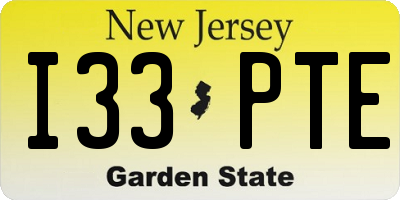 NJ license plate I33PTE