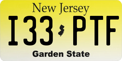 NJ license plate I33PTF