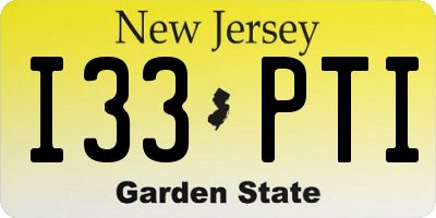 NJ license plate I33PTI