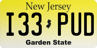 NJ license plate I33PUD