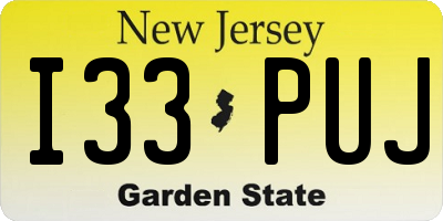 NJ license plate I33PUJ