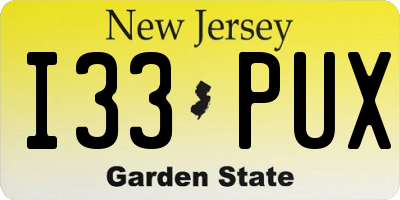 NJ license plate I33PUX