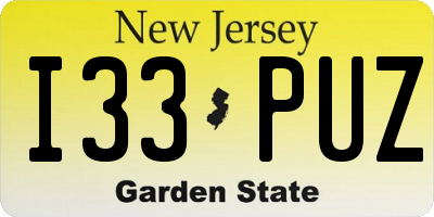 NJ license plate I33PUZ