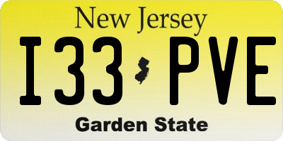 NJ license plate I33PVE