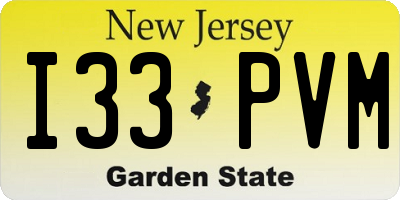 NJ license plate I33PVM