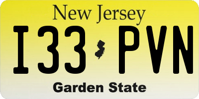 NJ license plate I33PVN
