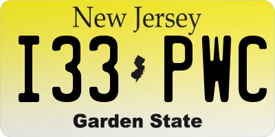 NJ license plate I33PWC