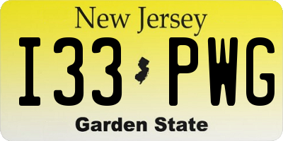 NJ license plate I33PWG
