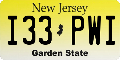 NJ license plate I33PWI