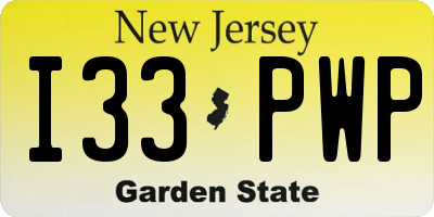 NJ license plate I33PWP
