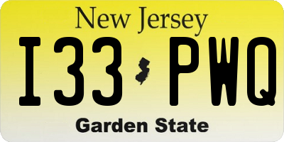 NJ license plate I33PWQ