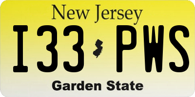 NJ license plate I33PWS